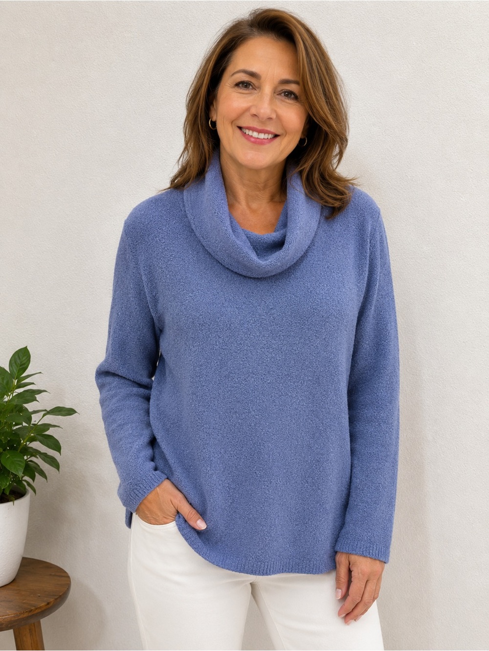 J. Jill cotton blend Cowl Neck Sweater in Dusty Periwinkle M